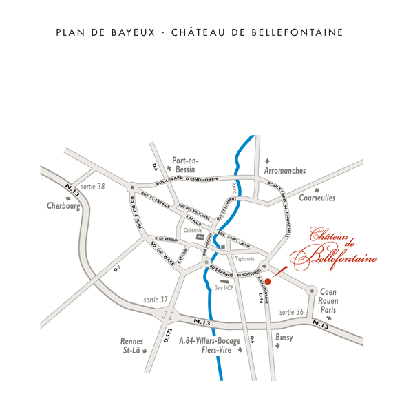plan accès à l'hôtel **** Chateau de Bellefontaine